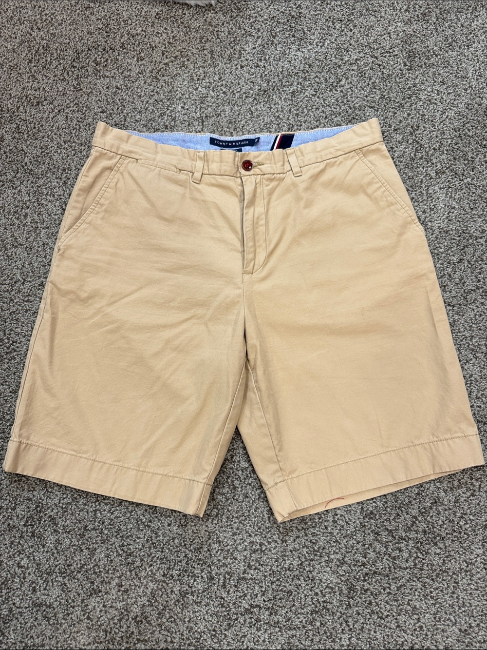 Tommy Hilfiger Khaki Flat Front Cotton Shorts